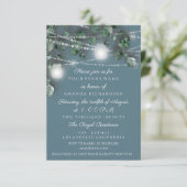 Wedding Bride Lights Jars Rustic Blue Grey Einladung (Stehend Vorderseite)