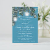 Wedding Bride Lights Jars Rustikales blaues Fresh Einladung (Stehend Vorderseite)