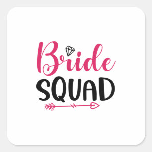 Wedding Bride Squad Quadratischer Aufkleber