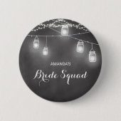 Wedding Bride Squad Team Schwarz-weiß Button (Vorderseite)