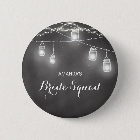 Wedding Bride Squad Team Schwarz-weiß Button (Vorderseite)