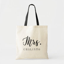 Wedding Bride to Be Mrs Tote Bag Script