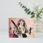 Wedding Bride Vintag Postkarte (Stehend Vorderseite)