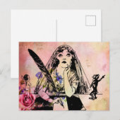 Wedding Bride Vintag Postkarte (Vorne/Hinten)