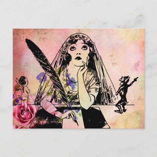 Wedding Bride Vintag Postkarte (Vorderseite)