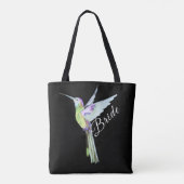 Wedding Bride White Script Boho Hummingbird Tasche (Rückseite)