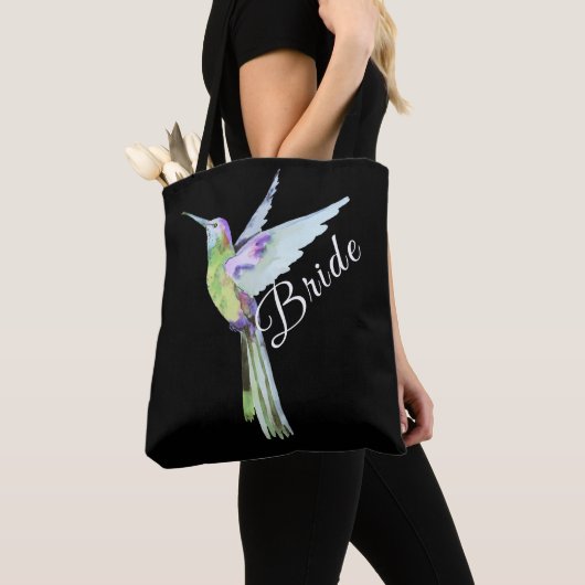 Wedding Bride White Script Boho Hummingbird Tasche (Von Nahem)