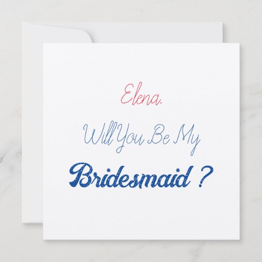Wedding Bridesmaid 2024 Red Blue Vorschlag Kraft Einladung (Vorderseite)