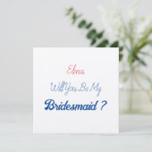 Wedding Bridesmaid 2024 Red Blue Vorschlag Kraft Einladung (Stehend Vorderseite)