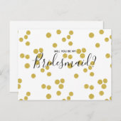 Wedding Bridesmaid | Gold Confetti Script Postcard Einladungspostkarte (Vorne/Hinten)