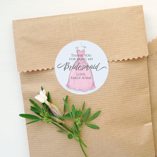 Wedding Bridesmaid Pink Vielen Dank Runder Aufkleber