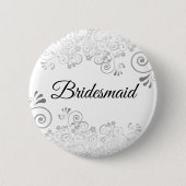 Wedding Bridesmaid Silver Verziert Curly Filigree Button (Vorderseite)
