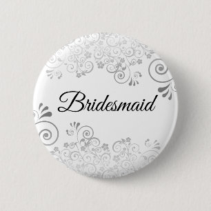 Wedding Bridesmaid Silver Verziert Curly Filigree Button