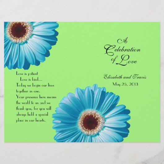 Wedding Bright Blue Daisy Programm (Vorderseite)