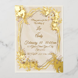 Wedding Brown and beige Invitation Folieneinladung