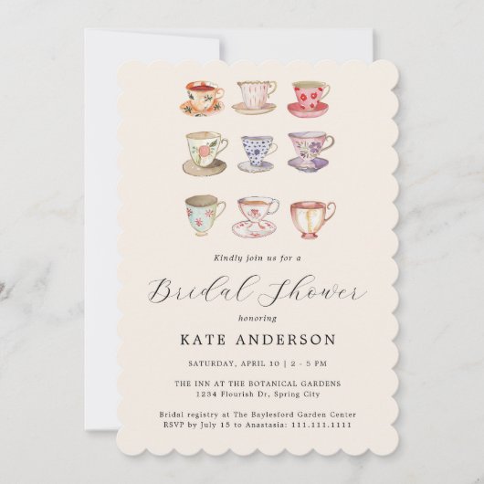 Wedding Brunch Tee Party Brautparty Einladung (Vorderseite)