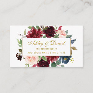 Wedding Burgundy Blue Gold Registrierungseingabeka Begleitkarte