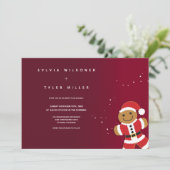 Wedding Burgundy Red Gingerbread Santa Einladung (Stehend Vorderseite)