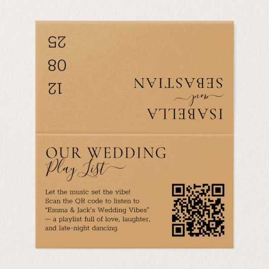 Wedding Burly Wood Sand QR Code Playlist (Außenseite Aufgefaltet)