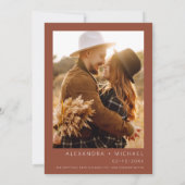 Wedding Burnt Orange Terracotta Foto Floral Einladung (Rückseite)