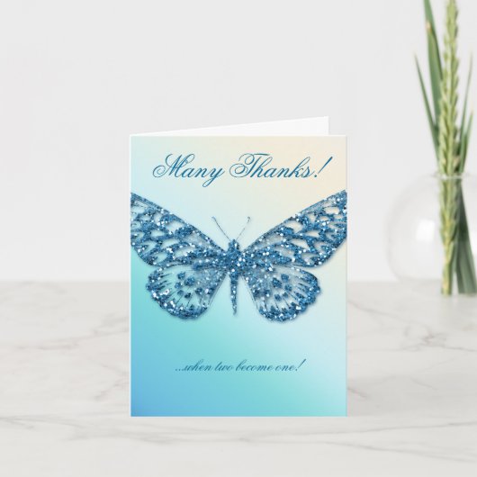 Wedding Butterfly Vielen Dank Card Blue Dankeskarte (Vorderseite)