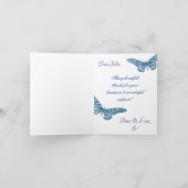 Wedding Butterfly Vielen Dank Card Blue Glitzer Dankeskarte (Innenseite)