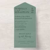 Wedding Cadet Blue Green Kindly Reply invite All In One Einladung (Innen)