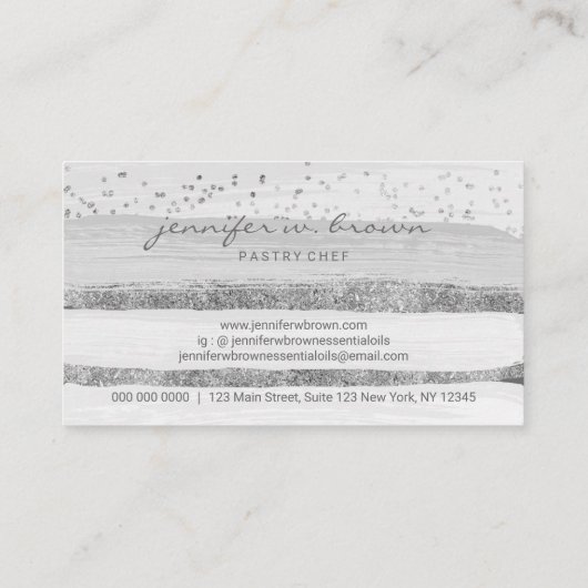Wedding Cake Baker Eventplaner Glitzer Grau Visitenkarte (Rückseite)