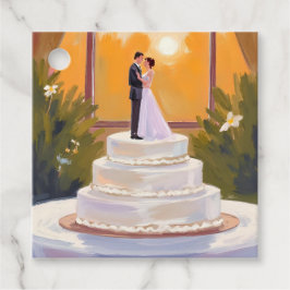 Wedding Cake Bride & Groom Brunette Watercolor Geschenkanhänger