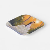 Wedding Cake Bride & Groom Brunette Watercolor Pappteller (Gewinkelt)