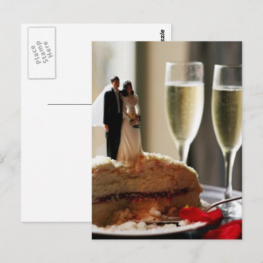 Wedding Cake Champagne Postkarte (Vorne/Hinten)