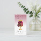 Wedding Cake Glitzer Tropfen Burgundy Bäckerei Visitenkarte (Stehend Vorderseite)