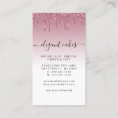 Wedding Cake Glitzer Tropfen Burgundy Bäckerei Visitenkarte (Rückseite)