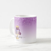 Wedding Cake Glitzer Tropfen Lila Gold Bäckerei Kaffeetasse (Vorderseite Links)
