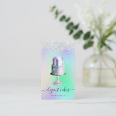 Wedding Cake Holographic Glitter Bakery Visitenkarte (Stehend Vorderseite)