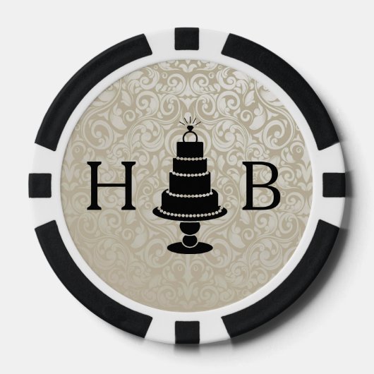 Wedding Cake Monogram Pokerchips (Vorderseite)