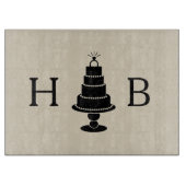 Wedding Cake Monogram Schneidebrett (Vorderseite)