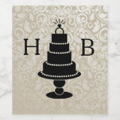 Wedding Cake Monogram Weinetikett (Einzelnes Label)