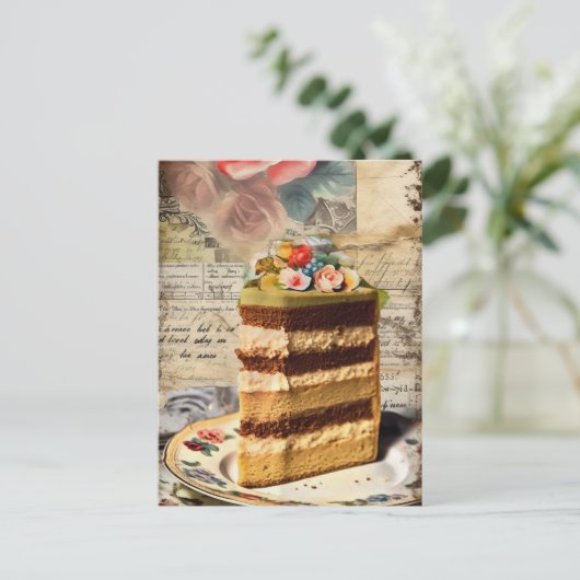 Wedding Cake Slice Postkarte (Stehend Vorderseite)