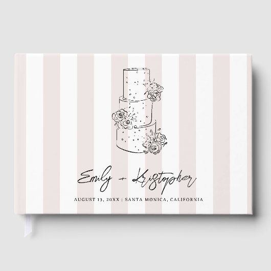 Wedding Cake Stripe Wedding   Gästebuch (Vorderseite)