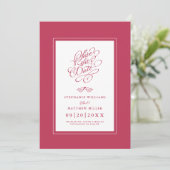 Wedding Calligraphy Bold & Bright Magenta Red Save The Date (Stehend Vorderseite)