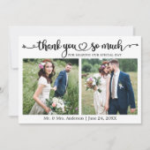 Wedding Calligraphy Script Heart 2 Photo Dankeskarte (Vorderseite)