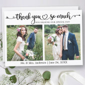 Wedding Calligraphy Script Heart 2 Photo Dankeskarte