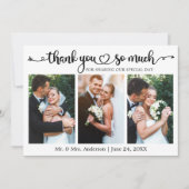 Wedding Calligraphy Script Heart 3 Photo Dankeskarte (Vorderseite)