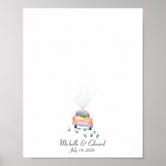 Wedding Car Fingerprint Gästebuch - Just Married (Vorne)