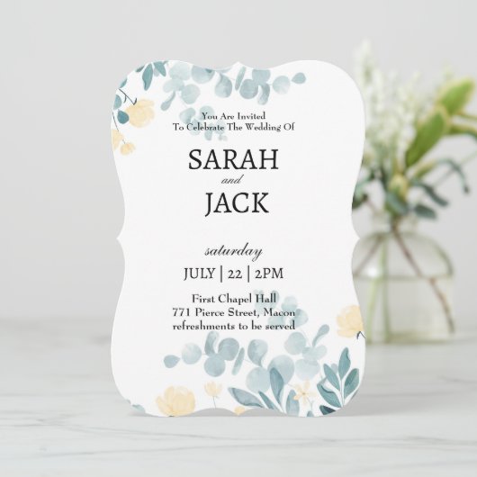 Wedding Card, Personalised Wedding Card Einladung (Stehend Vorderseite)