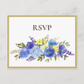 Wedding Carolina Blue Floral Brown UAWG Einladungspostkarte (Vorderseite)