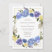 Wedding Carolina Classic Blue Floral Einladung (Vorderseite)