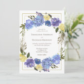 Wedding Carolina Classic Blue Floral Einladung (Stehend Vorderseite)