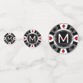 Wedding Casino Poker Chip - Silver & Black Konfetti (Vorderseiten)
